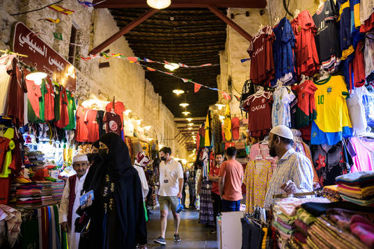 National team jerseys and scarfs at Souq Waqif