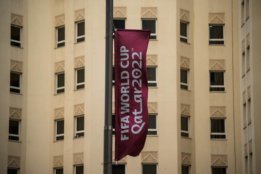 A World Cup banner