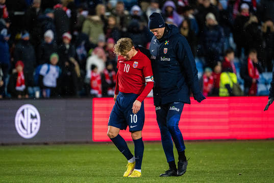 Martin Ødegaard of Norway and Brede Hangeland, player