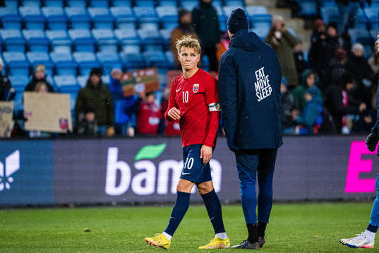 Martin Ødegaard of Norway looks dejected
