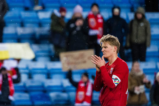 Martin Ødegaard of Norway looks dejected