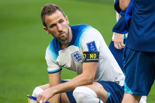 Harry Kane of England with the No Discrimination captain