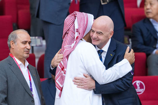 Gianni Infantino, president of Fifa in the stands