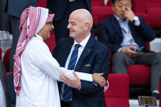Gianni Infantino, president of Fifa in the stands
