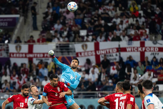Goalkeeper Hossein Hosseini of Iran