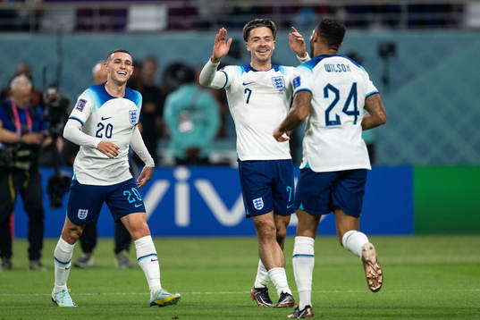 Phil Foden, Jack Grealish and Callum Wilson of England