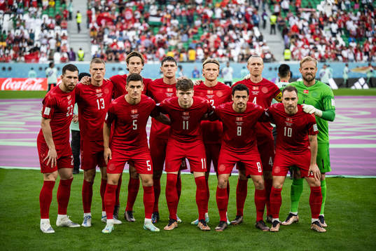 Starting eleven of Denmark pose for a team photo