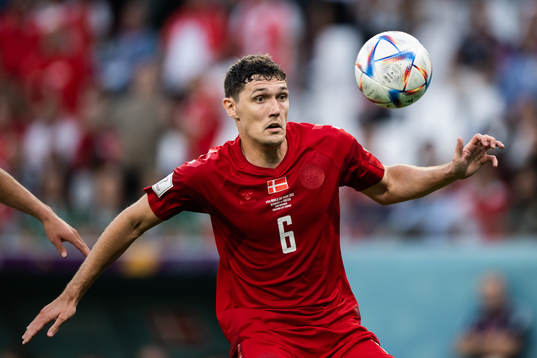 Anis Slimane of Tunisia and Andreas Christensen of Denmark