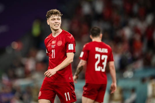 Andreas Skov Olsen of Denmark looks dejected