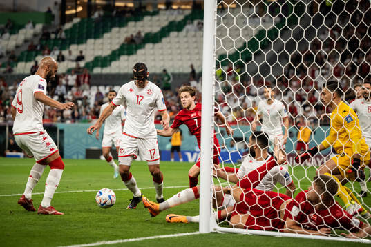 Issam Jebali and Ellyes Skhiri of Tunisia
