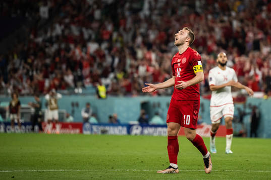 Christian Eriksen of Denmark looks dejected