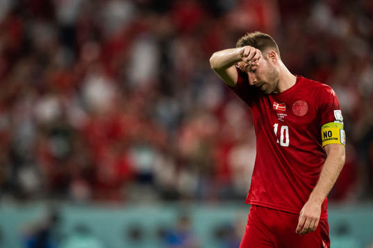 Christian Eriksen of Denmark looks dejected