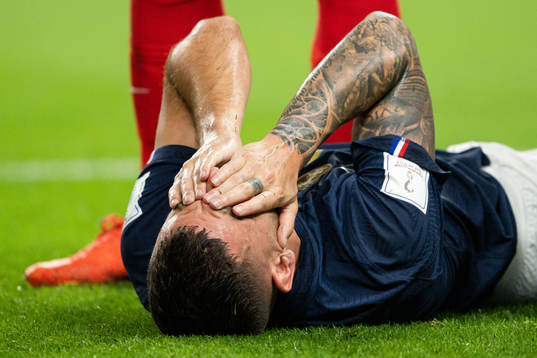 Lucas Hernandez of France in pain
