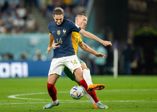 Adrien Rabiot of France and Mitchell Duke of Australia