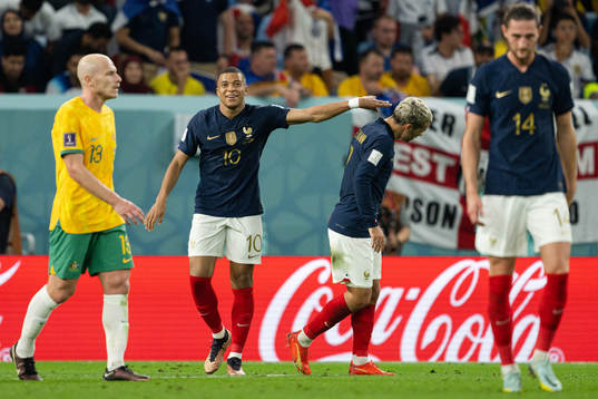 Kylian Mbappe and Antoine Griezmann of France