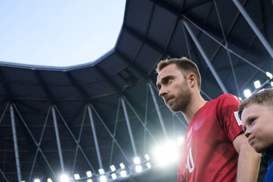 Christian Eriksen of Denmark enters the field for the FIFA