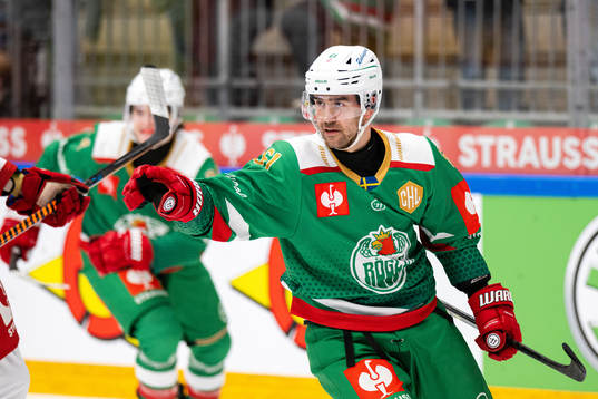 Ludvig Larsson of Rögle celebrates the 1-0 goal