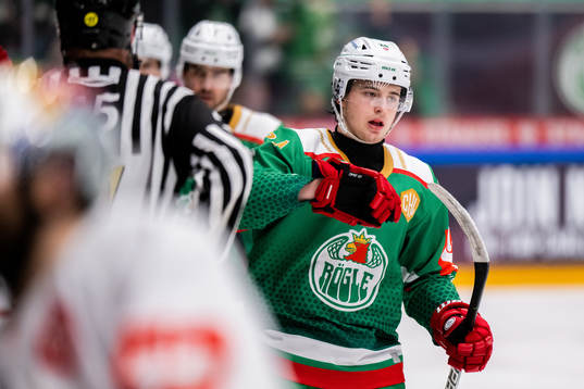 Marco Kasper of Rögle celebrate his 4-0 goal