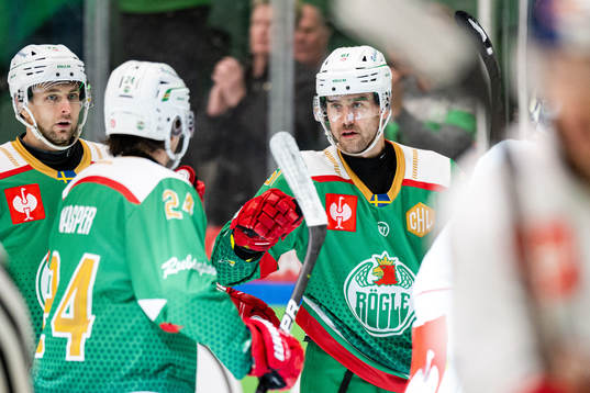 Ludvig Larsson of Rögle celebrates the 5-1 goal