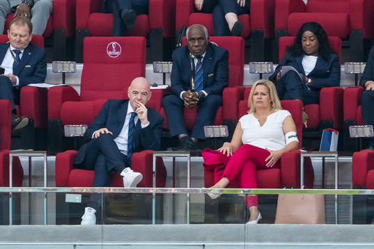 Gianni Infantino, president of Fifa, alongside Nancy