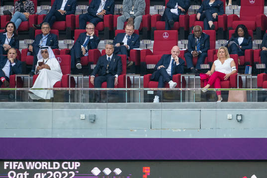 Gianni Infantino, president of Fifa, alongside Nancy