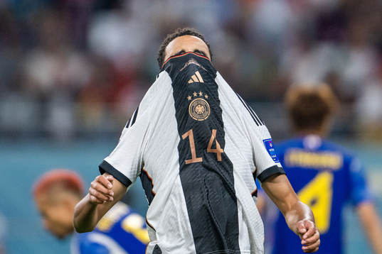 Jamal Musiala of Germany looks dejected