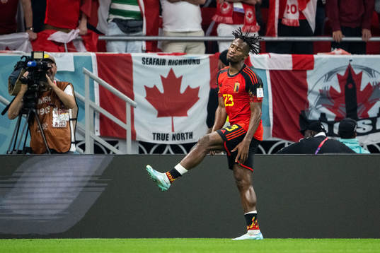 Michy Batshuayi of Belgium celebrates