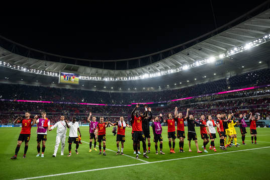 Players of Belgium celebrate