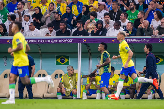 Neymar of Brazil looks dejected