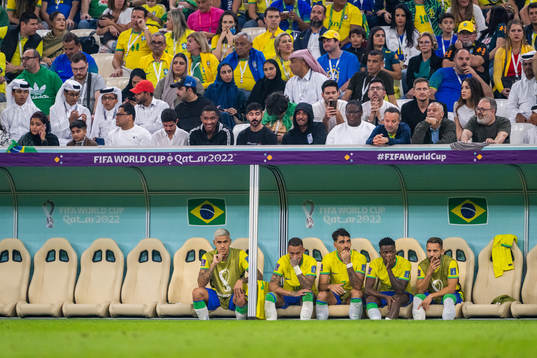 Neymar of Brazil looks dejected