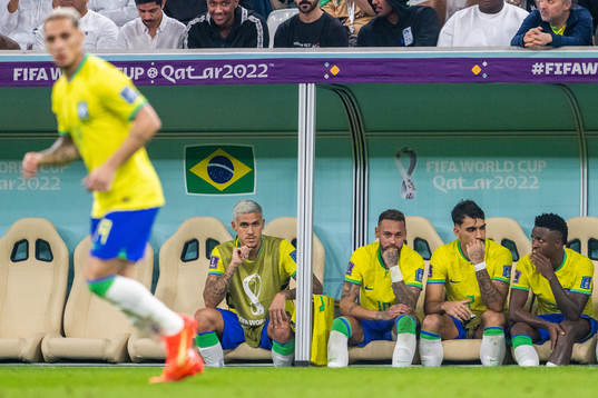 Neymar of Brazil looks dejected