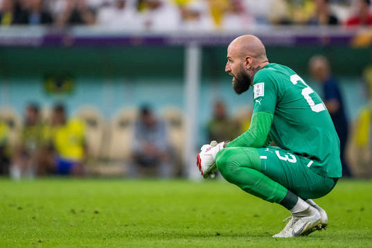 goalkeeper Vanja Milinkovic-Savic of Serbia looks dejected