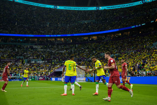 Alex Sandro and Neymar of Brazil