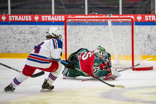 Hovås Annie Eenfeldt  och Frölundas målvakt Stephanie