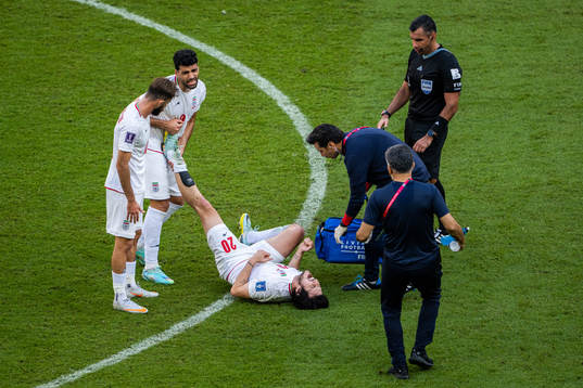 Sardar Azmoun of Iran in pain