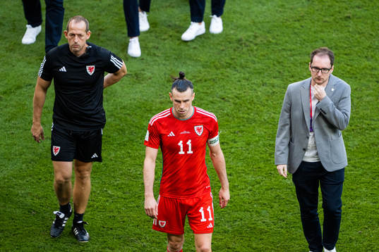 Gareth Bale of Wales looks dejected