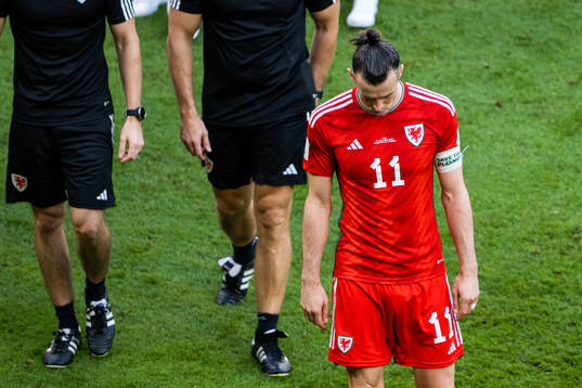 Gareth Bale of Wales looks dejected