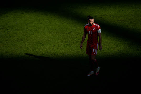 Gareth Bale of Wales looks dejected