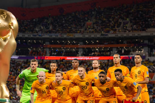 The starting eleven of Netherlands pose for a photo