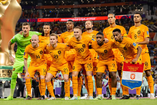 The starting eleven of Netherlands pose for a photo