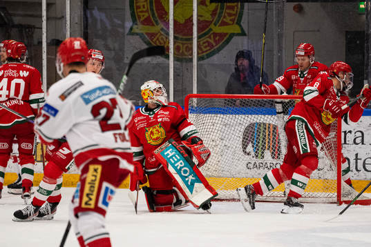 Moras målvakt Andreas Ljunggren och Kristoffer Gunnarsson