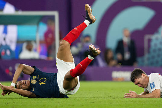 Kylian Mbappe of France and Andreas Christensen of Denmark