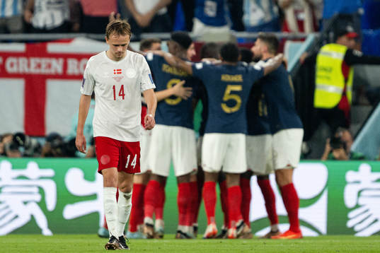 Mikkel Damsgaard of Denmark looks dejected