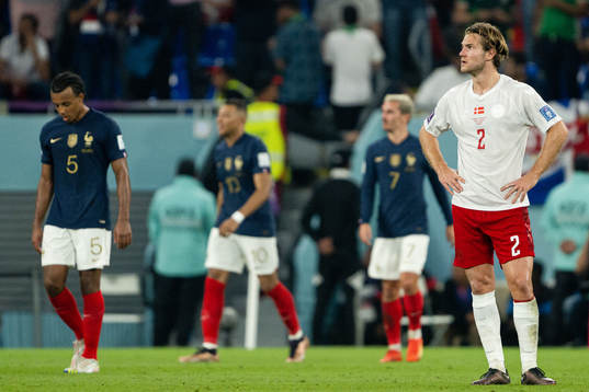Joachim Andersen of Denmark looks dejected