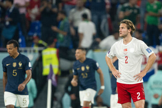 Joachim Andersen of Denmark looks dejected