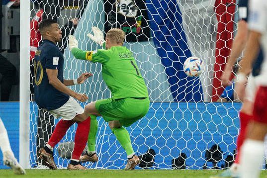 Kylian Mbappe of France scores the 2-1 goal behind