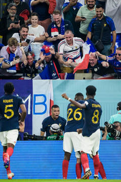 Kylian Mbappe of France celebrates his 2-1 goal
