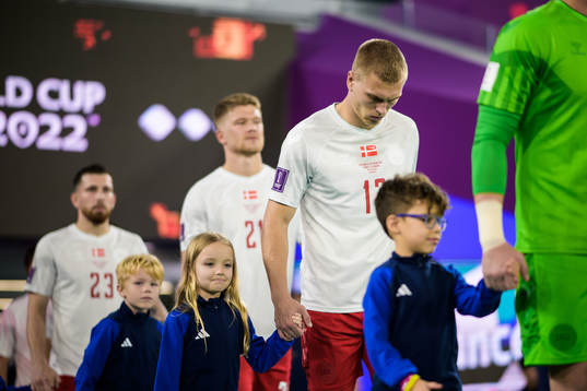 Rasmus Kristensen of Denmark enters the pitch for the FIFA