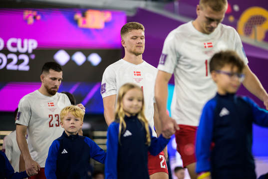 Andreas Cornelius of Denmark enters the pitch for the FIFA