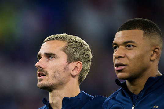 Antoine Griezmann and Kylian Mbappe of France